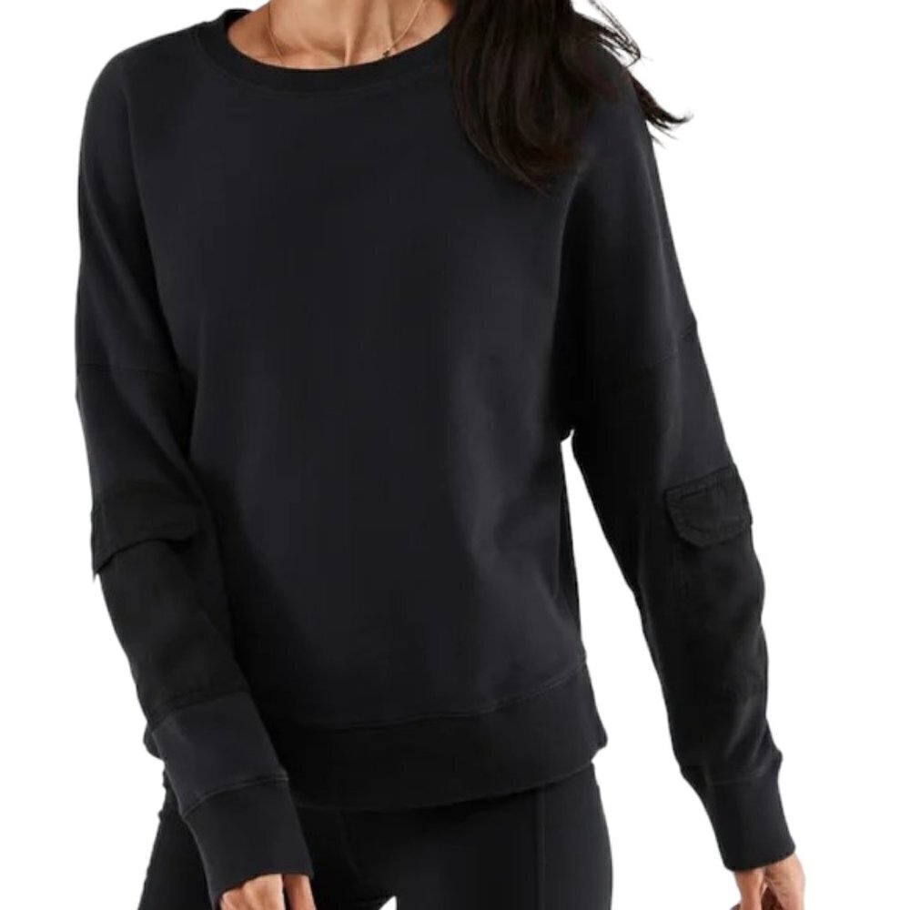 FABLETICS Pullover Sweatshirt, Black with Sleeve Pockets - Size XS
